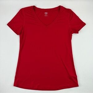 Athletic Works Tshirt Womens Medium 8-10 Red Vneck